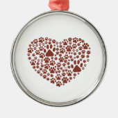 犬の足、子犬の手、動物の手、ハート、ペット メタルオーナメント (正面)