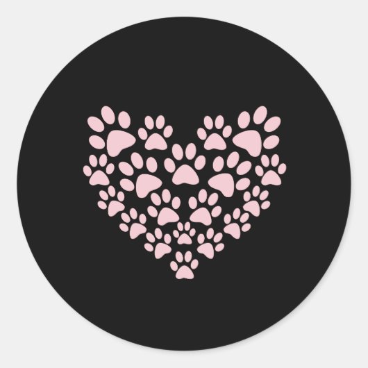 犬の足、子犬の手、動物の手、ハート、ペット ラウンドシール (正面)