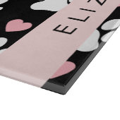 犬の足、白い手、ピンクのハート、あなたの名前 カッティングボード (角)