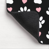 犬の足、白い手、ピンクのハート、あなたの名前 マウスパッド (コーナー)