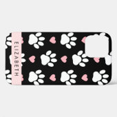 犬の足、白い手、ピンクのハート、あなたの名前 Case-Mate iPhoneケース (裏面 (横))