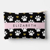 犬の足、白い手、金ゴールドハート、あなたの名前 アクセサリーポーチ (裏面)