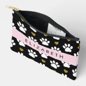 犬の足、白い手、金ゴールドハート、あなたの名前 アクセサリーポーチ (見開き)