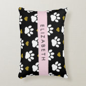 犬の足、白い手、金ゴールドハート、あなたの名前 アクセントクッション (正面(垂直))