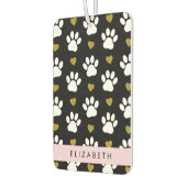 犬の足、白い手、金ゴールドハート、あなたの名前 カーエアーフレッシュナー (左)