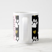 犬の足、白い手、金ゴールドハート、あなたの名前 ジャンボコーヒーマグカップ (裏面)