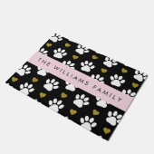 犬の足、白い手、金ゴールドハート、あなたの名前 ドアマット (アングル)
