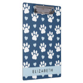 犬の足、白い手、青いハート、あなたの名前 クリップボード (右)