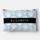 犬の足、白い手、青い水色、あなたの名前 アクセサリーポーチ (裏面)