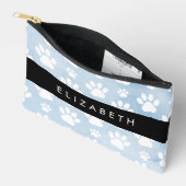 犬の足、白い手、青い水色、あなたの名前 アクセサリーポーチ (見開き)