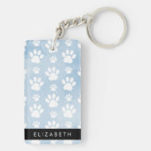 犬の足、白い手、青い水色、あなたの名前 キーホルダー (裏面)