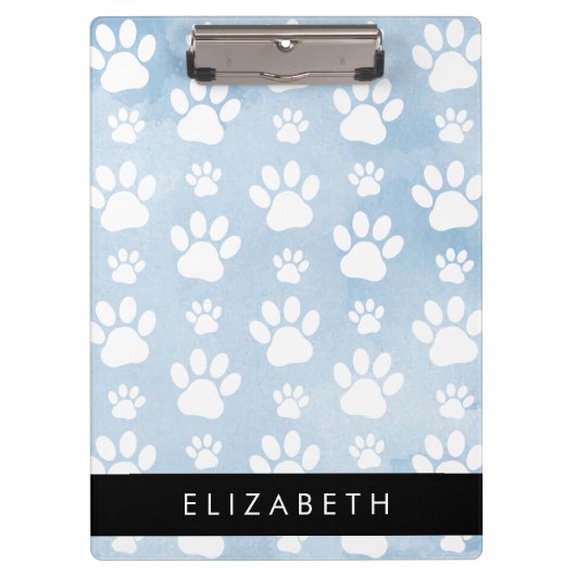 犬の足、白い手、青い水色、あなたの名前 クリップボード (正面)