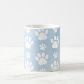 犬の足、白い手、青い水色、あなたの名前 コーヒーマグカップ (中央)