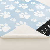 犬の足、白い手、青い水色、あなたの名前 シェルパブランケット (3/4)