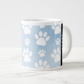 犬の足、白い手、青い水色、あなたの名前 ジャンボコーヒーマグカップ (正面右)