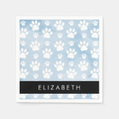 犬の足、白い手、青い水色、あなたの名前 スタンダードカクテルナプキン (正面)