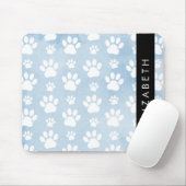 犬の足、白い手、青い水色、あなたの名前 マウスパッド (マウス)