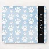 犬の足、白い手、青い水色、あなたの名前 マウスパッド (正面)