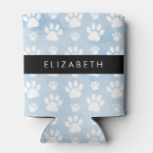 犬の足、白い手、青い水色、あなたの名前 缶クーラー (裏面)