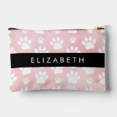 犬の足、白い足、ピンクの水色、あなたの名前 アクセサリーポーチ (裏面)