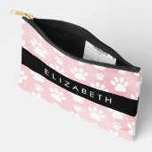 犬の足、白い足、ピンクの水色、あなたの名前 アクセサリーポーチ (見開き)