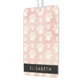 犬の足、白い足、ピンクの水色、あなたの名前 カーエアーフレッシュナー (左)