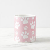 犬の足、白い足、ピンクの水色、あなたの名前 コーヒーマグカップ (中央)