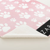 犬の足、白い足、ピンクの水色、あなたの名前 シェルパブランケット (3/4)