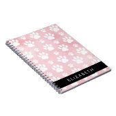 犬の足、白い足、ピンクの水色、あなたの名前 ノートブック (右側)