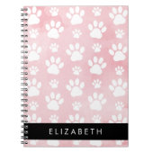 犬の足、白い足、ピンクの水色、あなたの名前 ノートブック (正面)