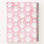 犬の足、白い足、ピンクの水色、あなたの名前 ノートブック (裏面)