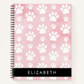 犬の足、白い足、ピンクの水色、あなたの名前 ノートブック (正面)