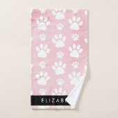 犬の足、白い足、ピンクの水色、あなたの名前 バスタオルセット (ハンドタオル)
