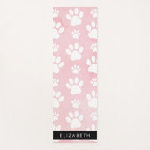 犬の足、白い足、ピンクの水色、あなたの名前 ヨガマット (正面)