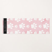 犬の足、白い足、ピンクの水色、あなたの名前 ヨガマット (正面(横))