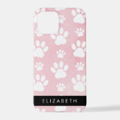 犬の足、白い足、ピンクの水色、あなたの名前 iPhoneケース (裏面)