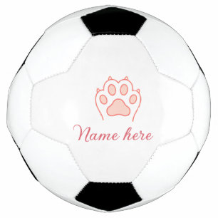 犬の足 赤いハート ペット 名前入り テキスト 動物の足跡 サッカーボール