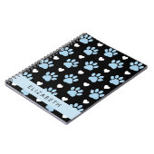 犬の足、青い手、白いハート、あなたの名前 ノートブック (左側)