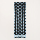 犬の足、青い手、白いハート、あなたの名前 ヨガマット (裏面)