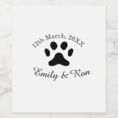 犬の足 黒 ペット 結婚式 夫婦 名前 日付 ロマンティック ワインラベル (シングルラベル)