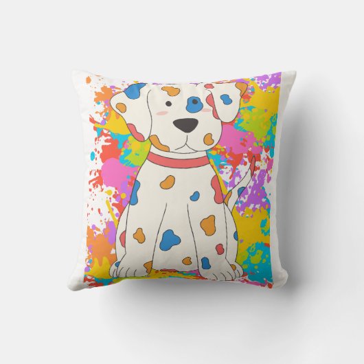 犬の跳ね絵を描 クッション (裏面)