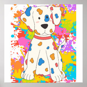 犬の跳ね絵を描 ポスター