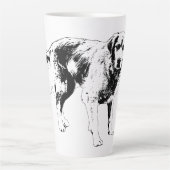 犬の輪郭を描いたはっきりした秋のマグカップ カフェラテマグ (正面)