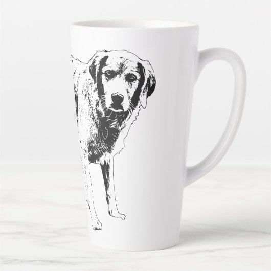 犬の輪郭を描いたはっきりした秋のマグカップ カフェラテマグ (右)