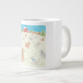 犬の農場で冬 ジャンボコーヒーマグカップ (正面右)