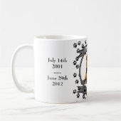 犬の追悼記念碑に足跡 コーヒーマグカップ (左)