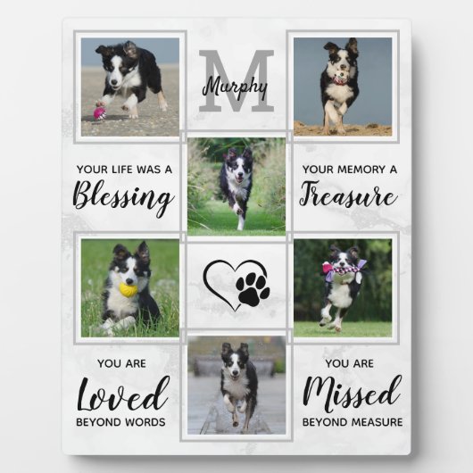 犬の追悼記念 - ペットの喪失ギフト モノグラム犬の記念品 フォトプラーク (正面)
