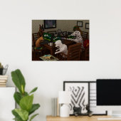 犬の遊オンライントランプのポーカー ポスター (ホームオフィス)