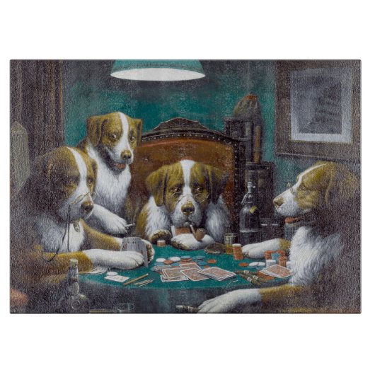 犬の遊トランプのポーカーカシアス・マルセラス・クーリッジ1894 カッティングボード (正面)
