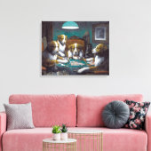 犬の遊トランプのポーカーカシアス・マルセラス・クーリッジ1894 キャンバスプリント (インサイチュ (リビング))